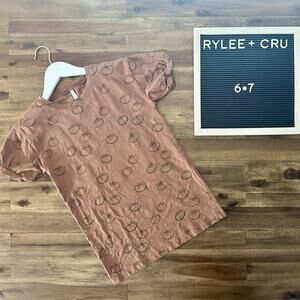 Rylee + Cru Amber Tomatoes Rust Orange Jersey Shirt Short Sleeve Cotton Dress 6